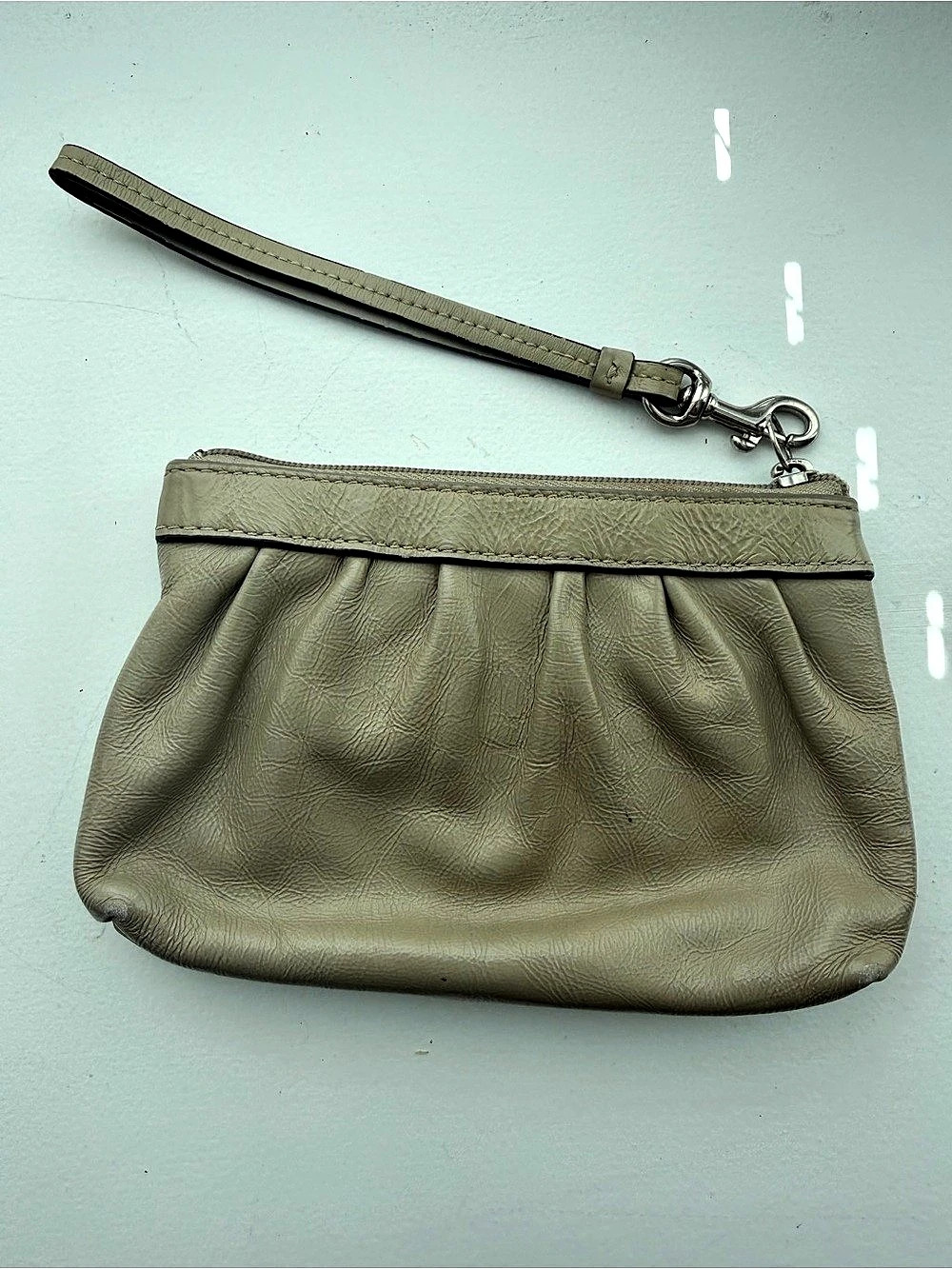Coach Leather Wristlet tan